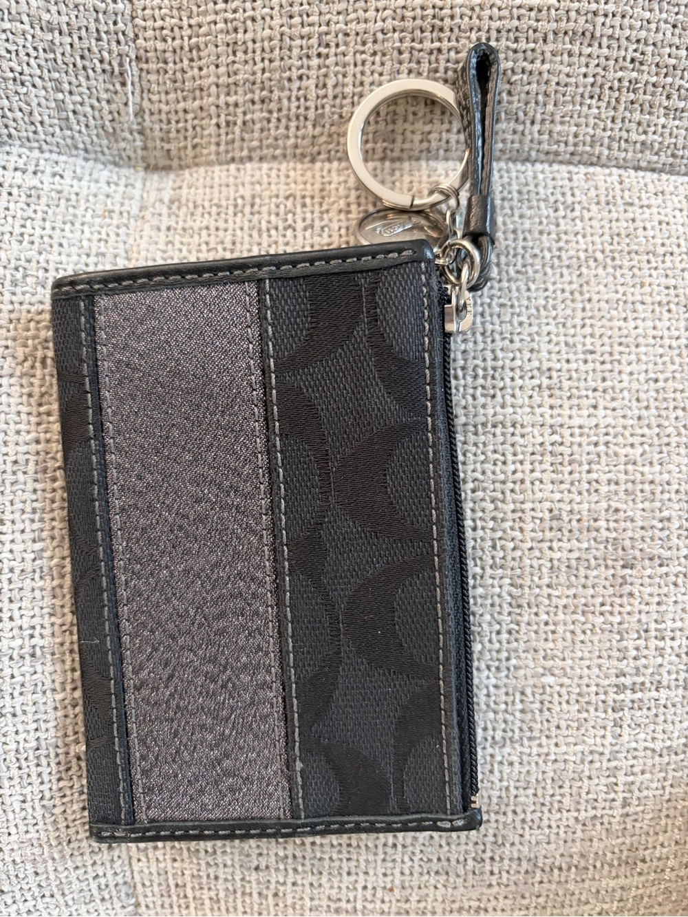 Coach Black and metallic Stripe Card holder/change